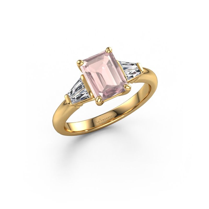Engagement ring Kina EME 585 gold morganite champagne 8x6 mm