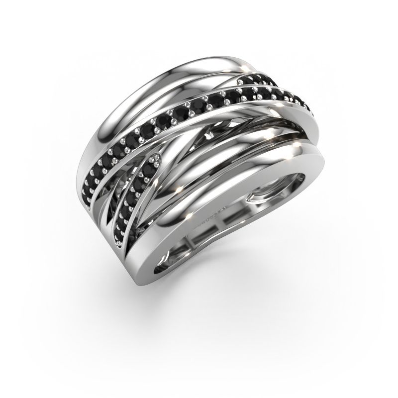 Ring Clair 3 585 witgoud zwarte diamant 0.594 crt