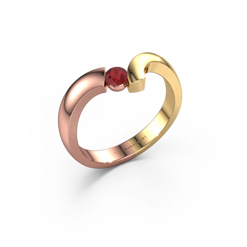 Bague Arda 585 or rose rubis 3.4 mm