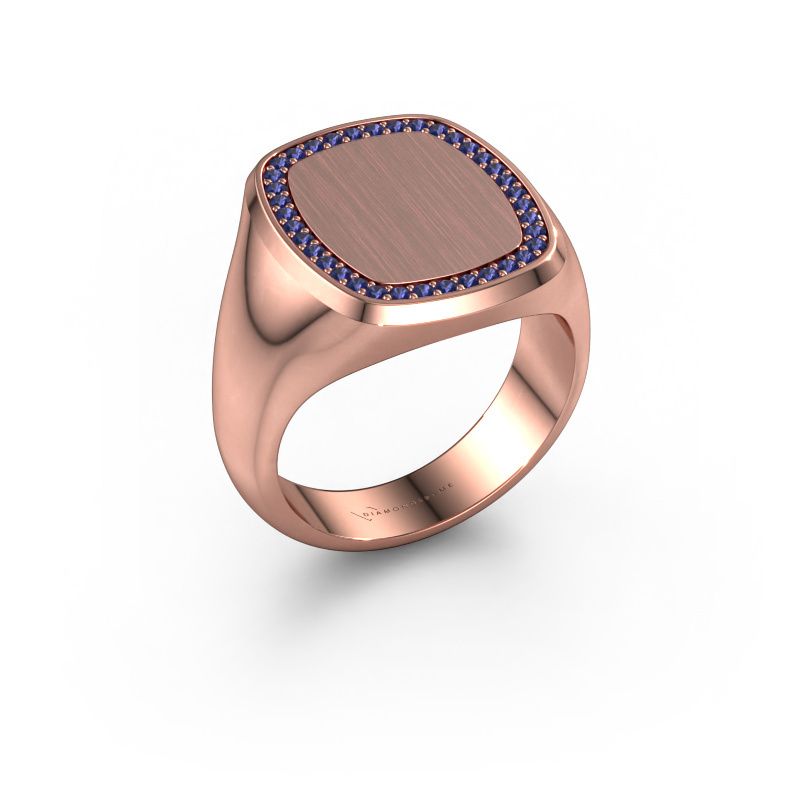 Heren ring Floris Cushion 4 585 rosé goud saffier 1.2 mm