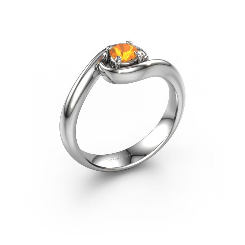 Bague de fiançailles Linn 950 platine citrine 4.2 mm