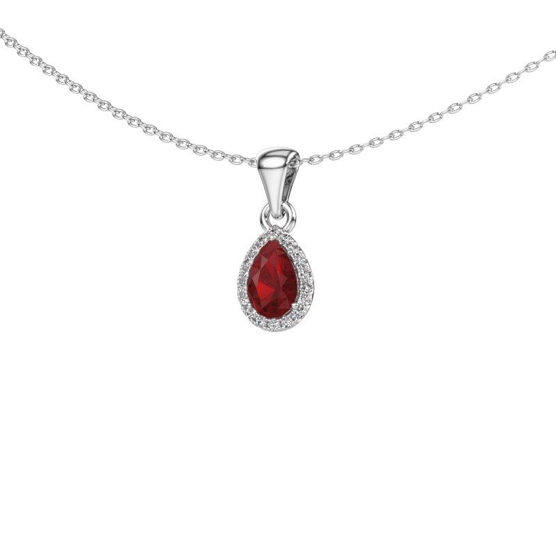 Anhänger Seline per 950 Platin Rubin 6x4 mm