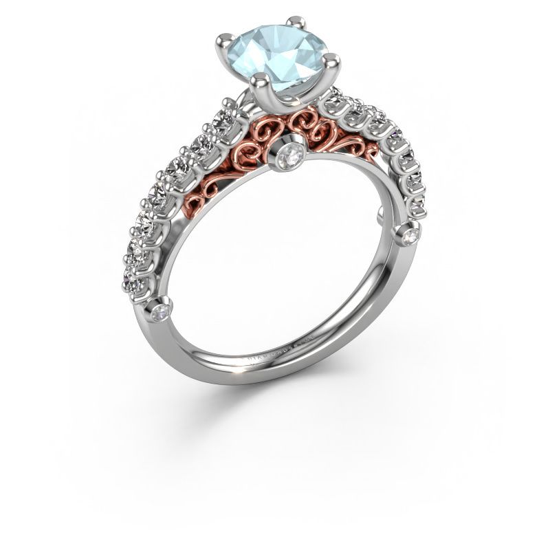 Engagement ring Shaunda 585 white gold aquamarine 6 mm