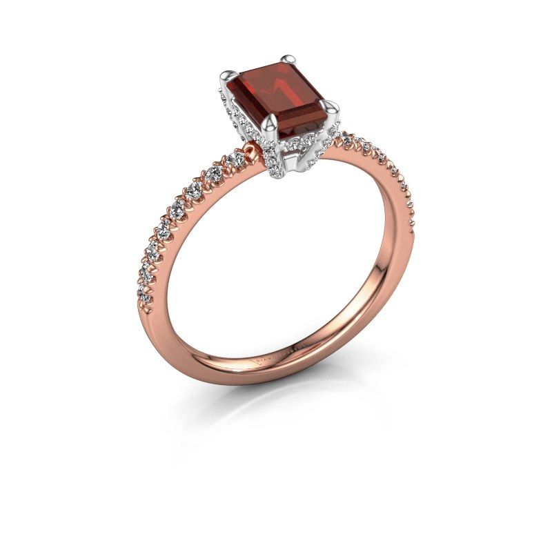 Image of Engagement ring saskia eme 1<br/>585 rose gold<br/>Garnet 7x5 mm