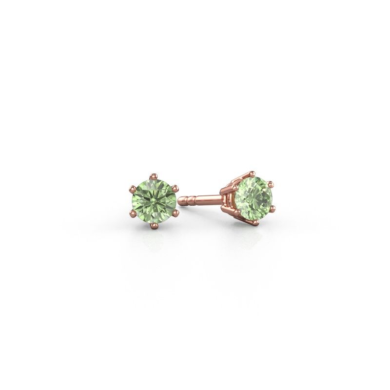 Earrings Fay 585 rose gold green lab grown diamond 4.2 mm