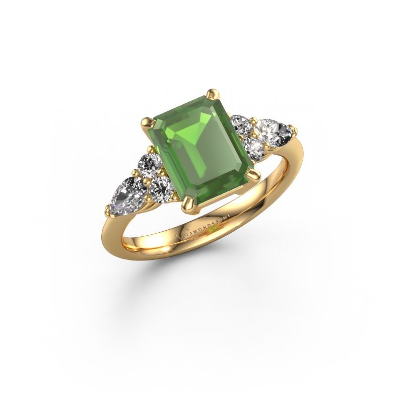 Verlobungsring Melani EME 585 Gold Turmalin grün 9x7 mm