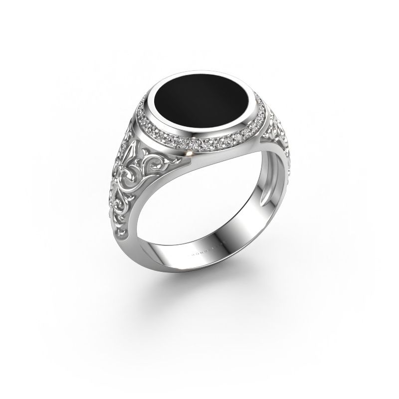 Siegelring Moor 2 950 Platin Onyx 10 mm