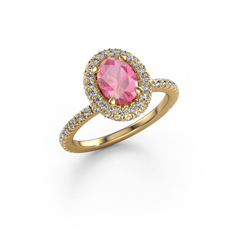 Bague de fiançailles Talitha OVL 585 or jaune saphir rose 7x5 mm