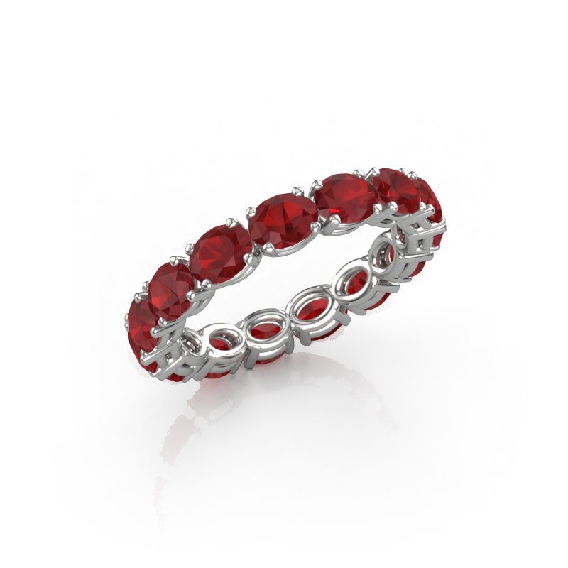 Ring Vivienne OVL 4.5x3.5 585 witgoud robijn 4.5x3.5 mm
