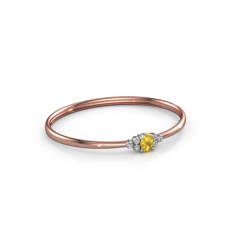 Slavenarmband Lucy 585 rosé goud gele saffier 8x6 mm