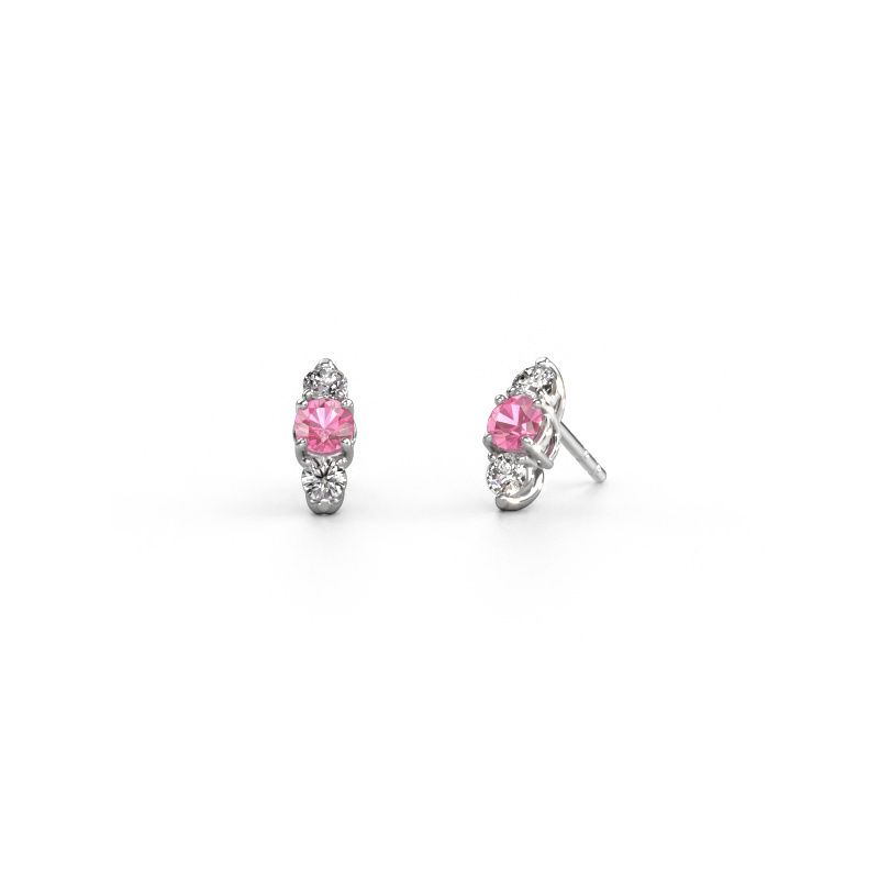 Earrings Amie 585 white gold pink sapphire 4 mm