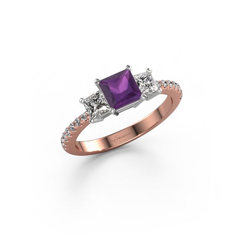 Verlovingsring Dorla 585 rosé goud amethist 5 mm
