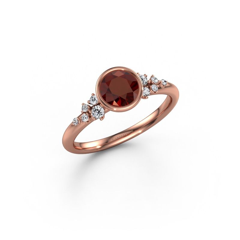 Bague de fiançailles Aliyah RND 585 or rose grenat 5.7 mm