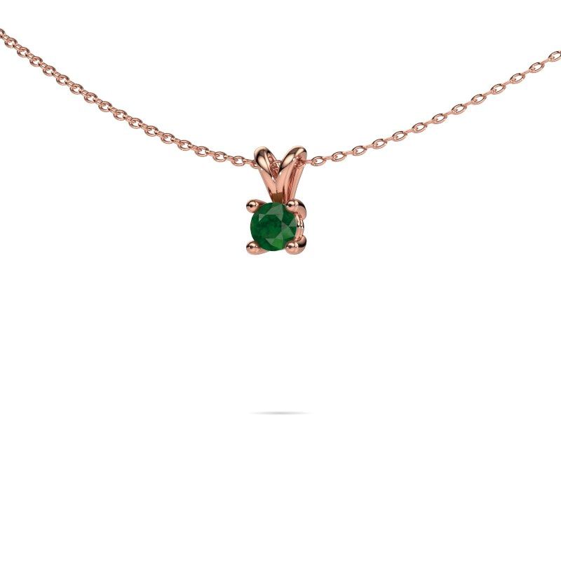 Image of Necklace Sam round 585 rose gold emerald 4.2 mm