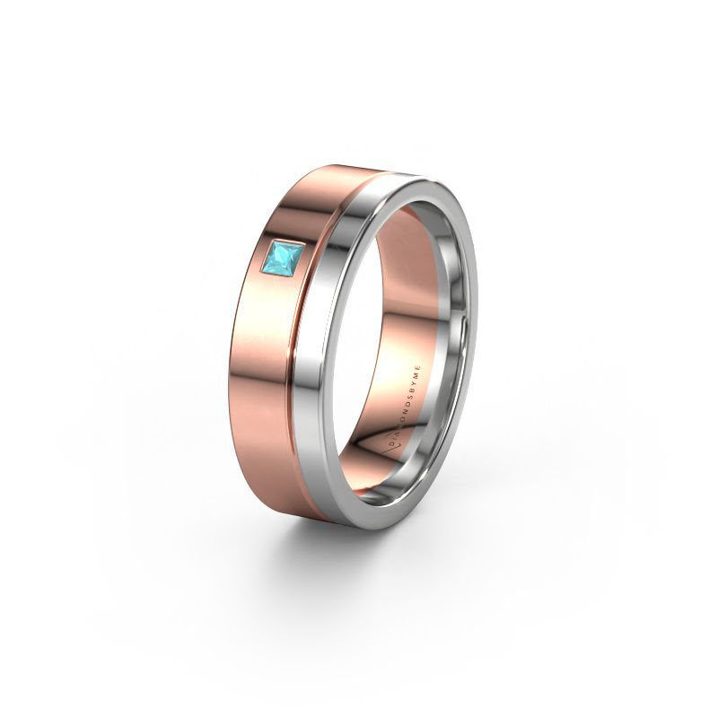 Wedding ring WH0301L16APSQ 585 rose gold blue topaz ±6x1.7 mm