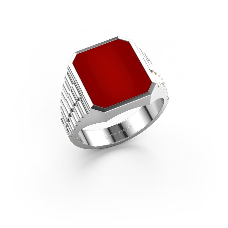 Signet ring Brent 3 585 white gold carnelian 14x12 mm