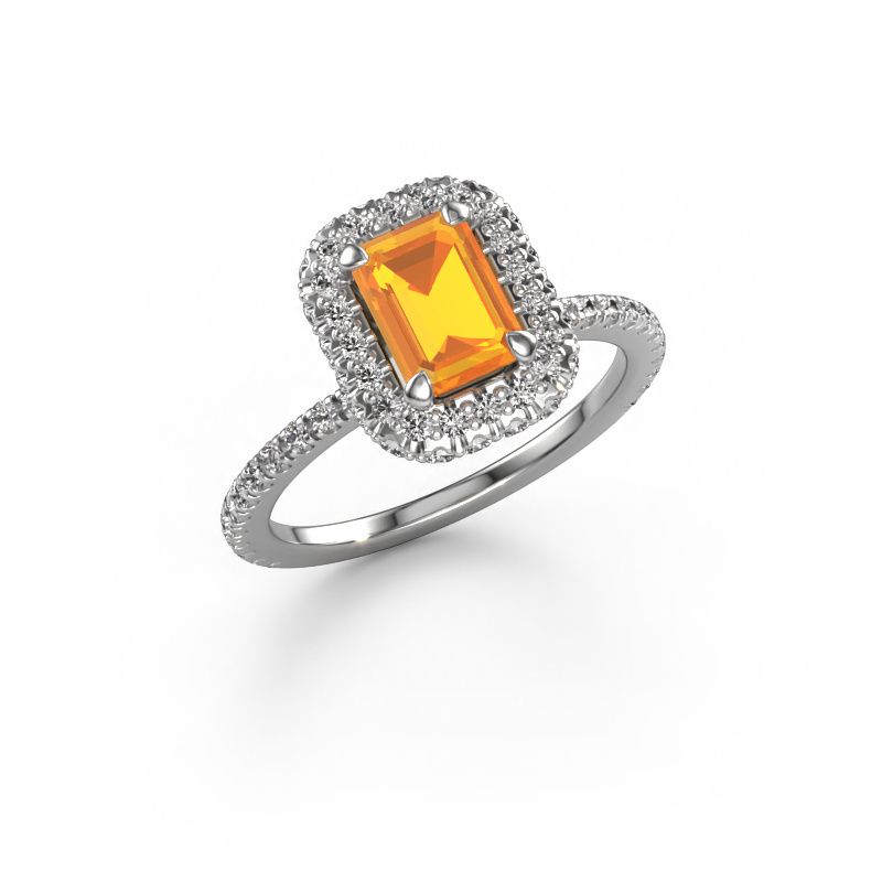 Verlobungsring Talitha EME 585 Weißgold Citrin 7x5 mm