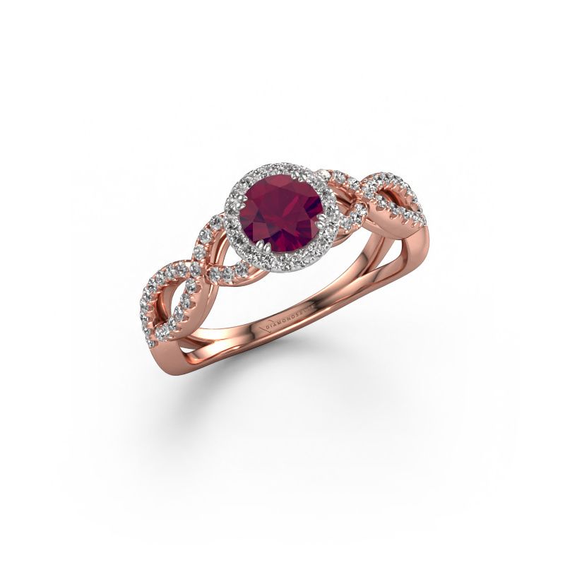 Engagement ring Dionne rnd 585 rose gold rhodolite 5 mm