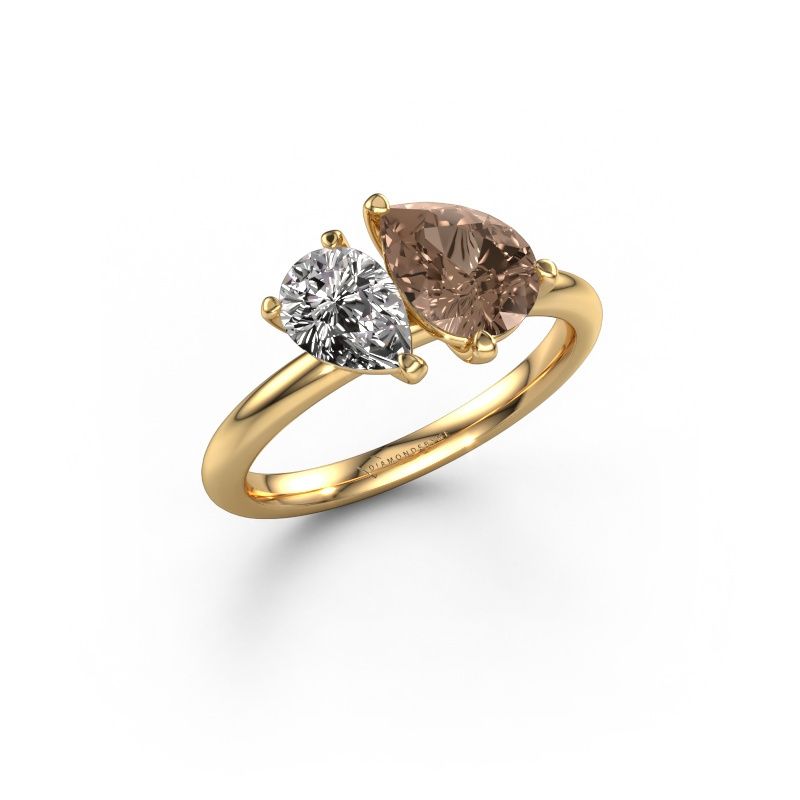 Anillo de compromiso Toi et Moi PER-PER 585 oro diamante marrón 1.65 crt