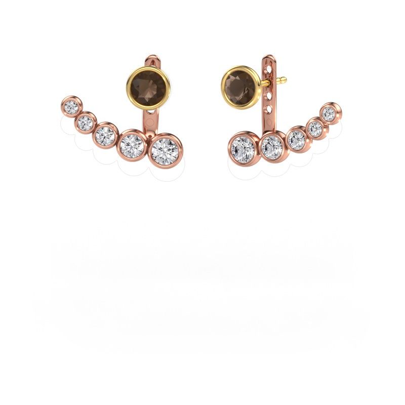 Oorbellen Wendy 585 rosé goud rookkwarts 5 mm