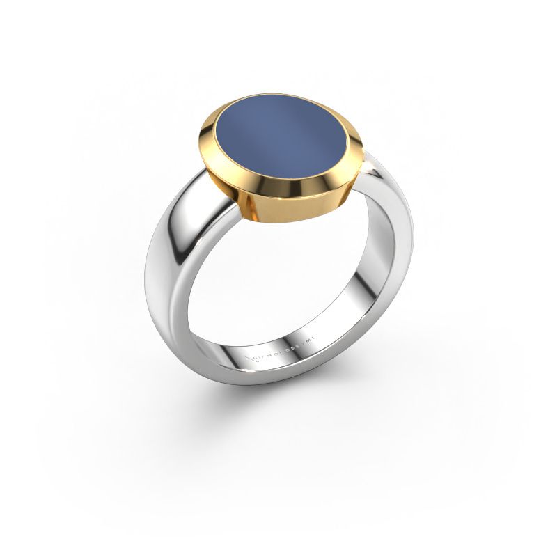 Signet ring Oscar 3 585 white gold blue sardonyx 12x10 mm