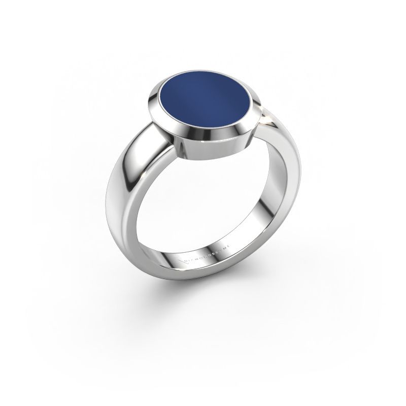 Zegelring Oscar 2 585 witgoud lapis lazuli 11x9 mm