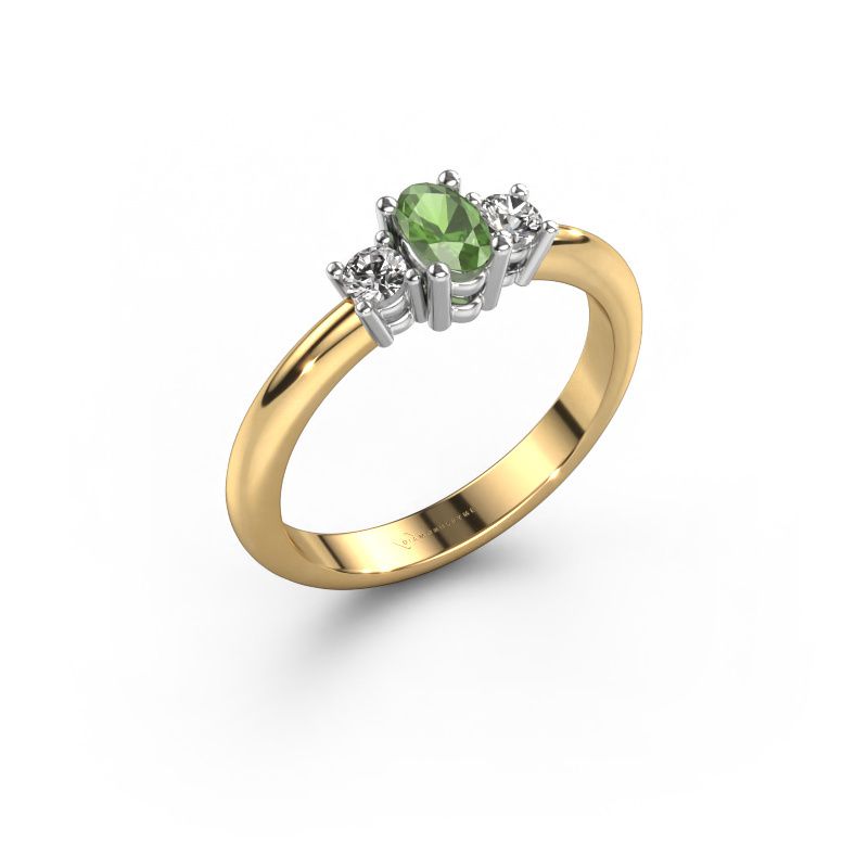 Verlobungsring Karie 585 Gold Turmalin grün 5x3 mm