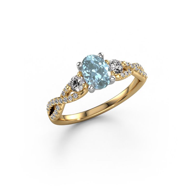 Engagement ring Marilou OVL 585 gold blue lab grown diamond 7,5x5,5 mm