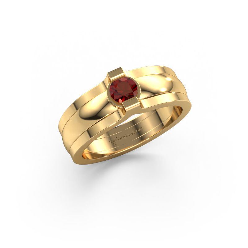 Ring Jade 585 gold garnet 4 mm