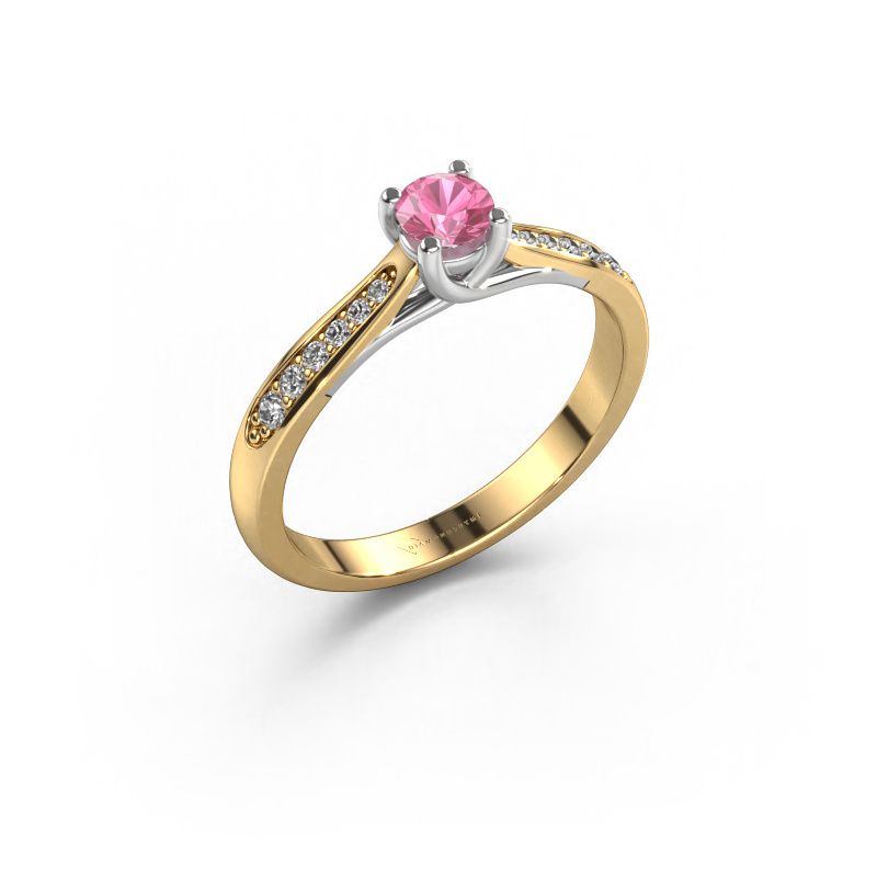 Bague de fiançailles Mia 2 585 or jaune saphir rose 5 mm
