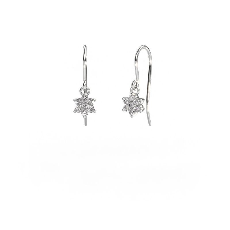 Pendants d'oreilles Dahlia 1 585 or blanc zircone 1.7 mm