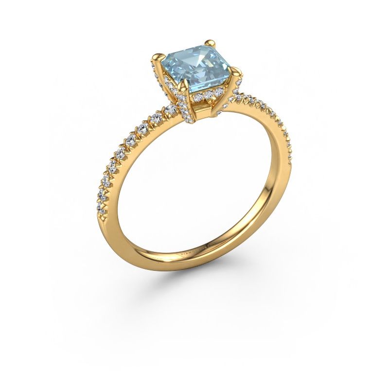 Engagement ring Saskia 1 ASH 585 gold blue lab grown diamond 5.5 mm