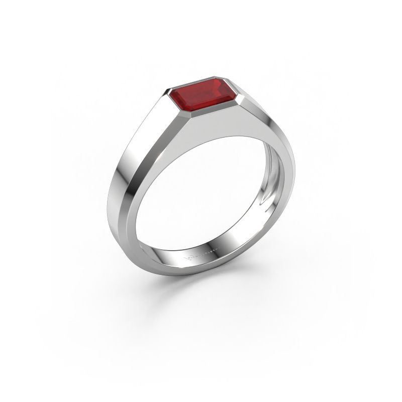 Men's ring Dylan 1 585 white gold ruby 7x5 mm