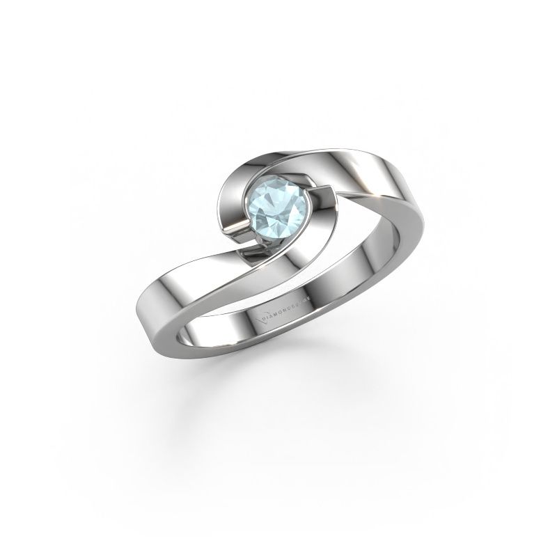 Ring Sheryl 585 white gold aquamarine 4 mm