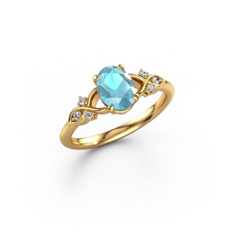 Engagement ring Azra OVL 585 gold blue topaz 8x6 mm