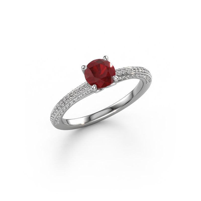 Bague de fiançailles Elenore rnd 950 platine rubis 5.4 mm