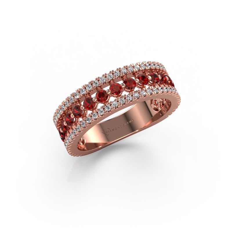 Bague Elizbeth 1 585 or rose grenat 2 mm