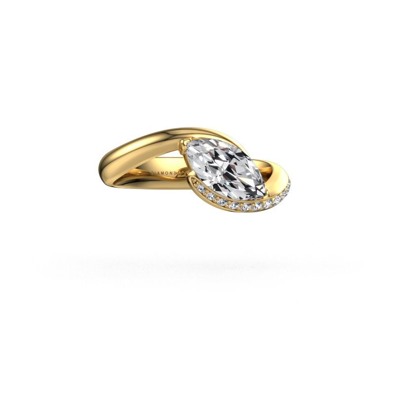 Engagement ring Aida MRQ side 585 gold lab grown diamond 1.113 crt