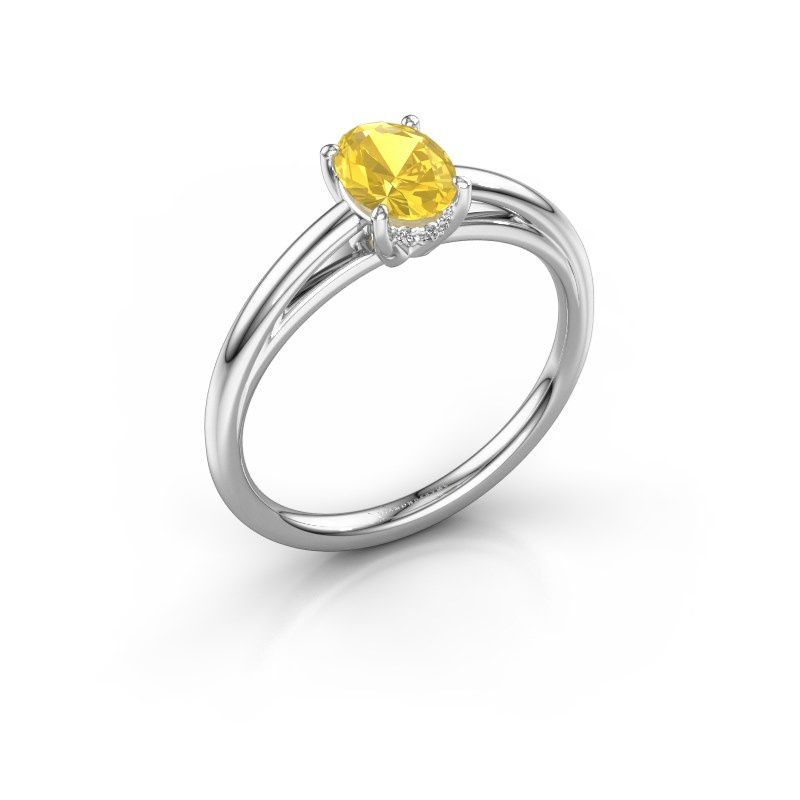 Bild von Verlobungsring haley ovl 1<br/>950 Platin<br/>Gelb Saphir 7x5 mm
