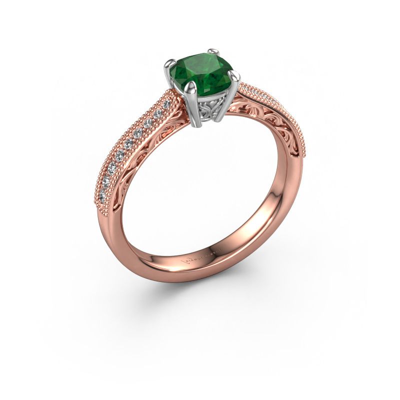 Verlobungsring Shonta CUS 585 Roségold Smaragd 5.5 mm