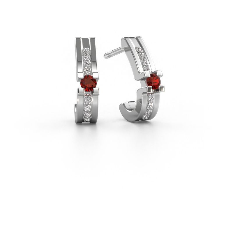 Boucles d'oreilles Myrthe 950 platine grenat 2.5 mm