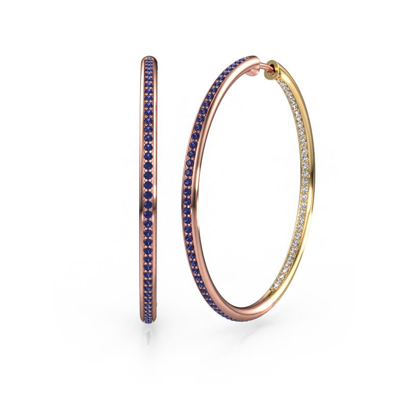 Hoop earrings Sina 35mm 585 rose gold sapphire 1.1 mm