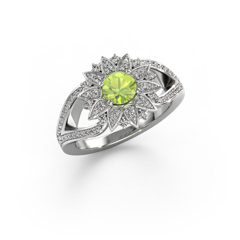 Ring Chasidy 2 585 white gold peridot 5 mm