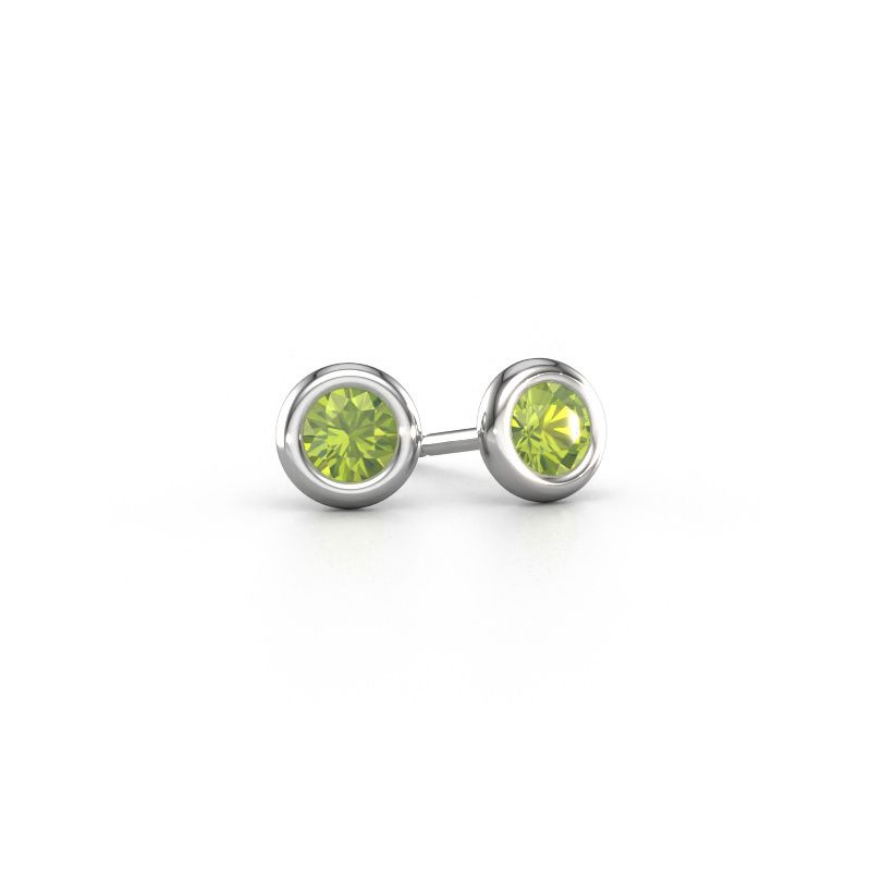 Ohrsteckers Lieke RND 950 Platin Peridot 4 mm