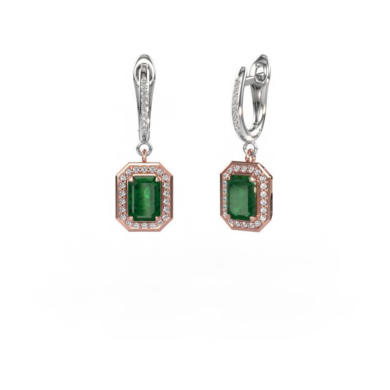 Ohrhänger Dodie 2 585 Roségold Smaragd 6.5x4.5 mm