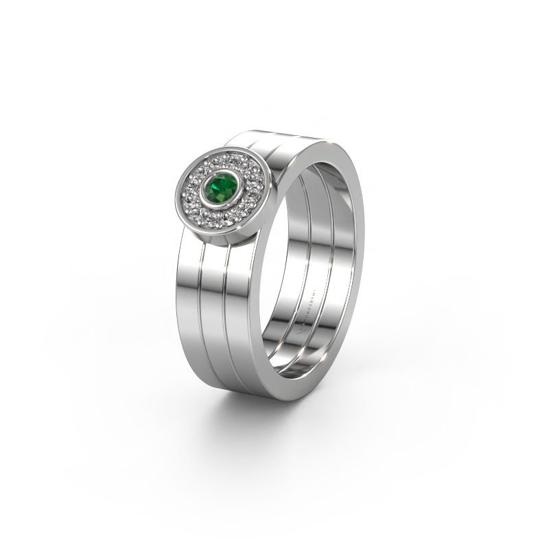 Wedding ring WH2102L 950 platinum emerald ±6x1.8 mm
