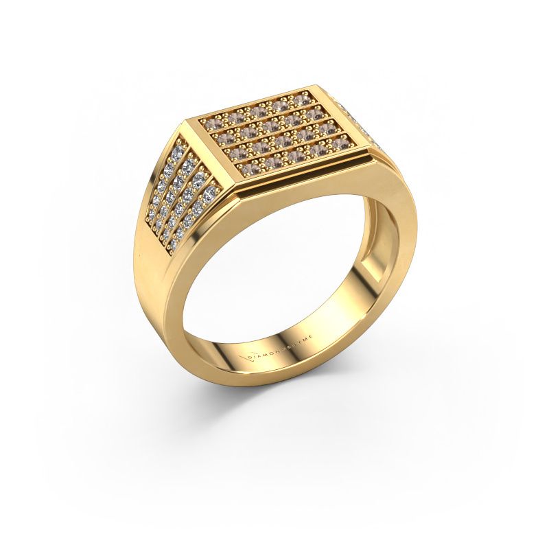 Men's ring Tim 585 gold brown diamond 0.654 crt