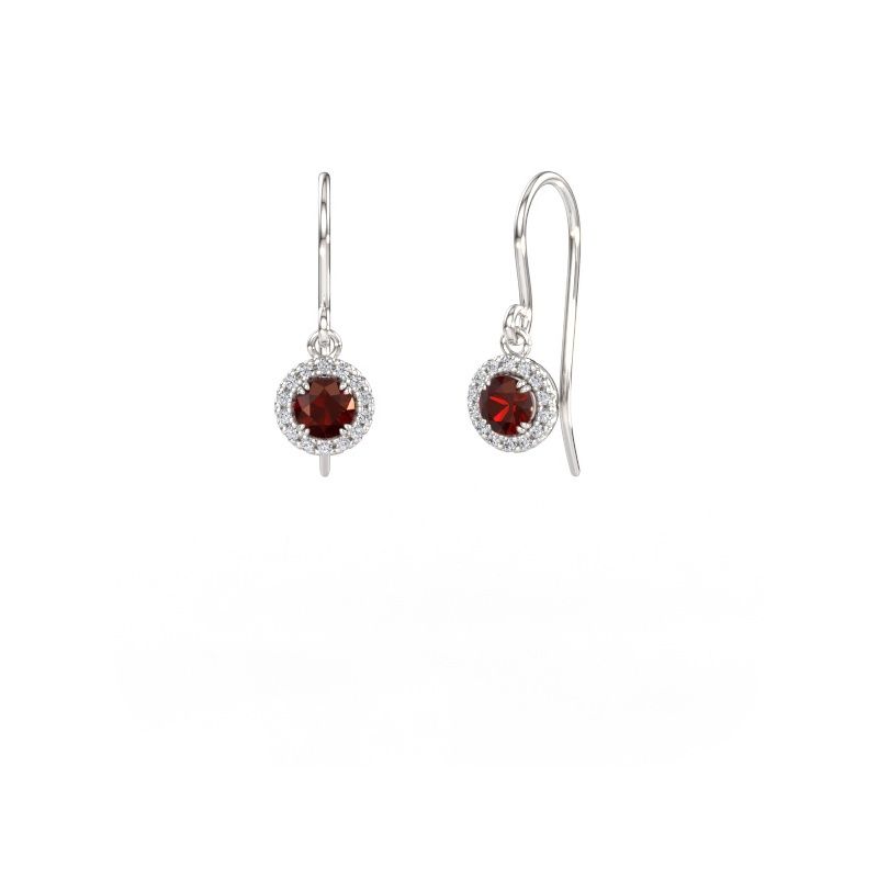 Boucles d'oreilles Seline rnd 2 585 or blanc grenat 4 mm
