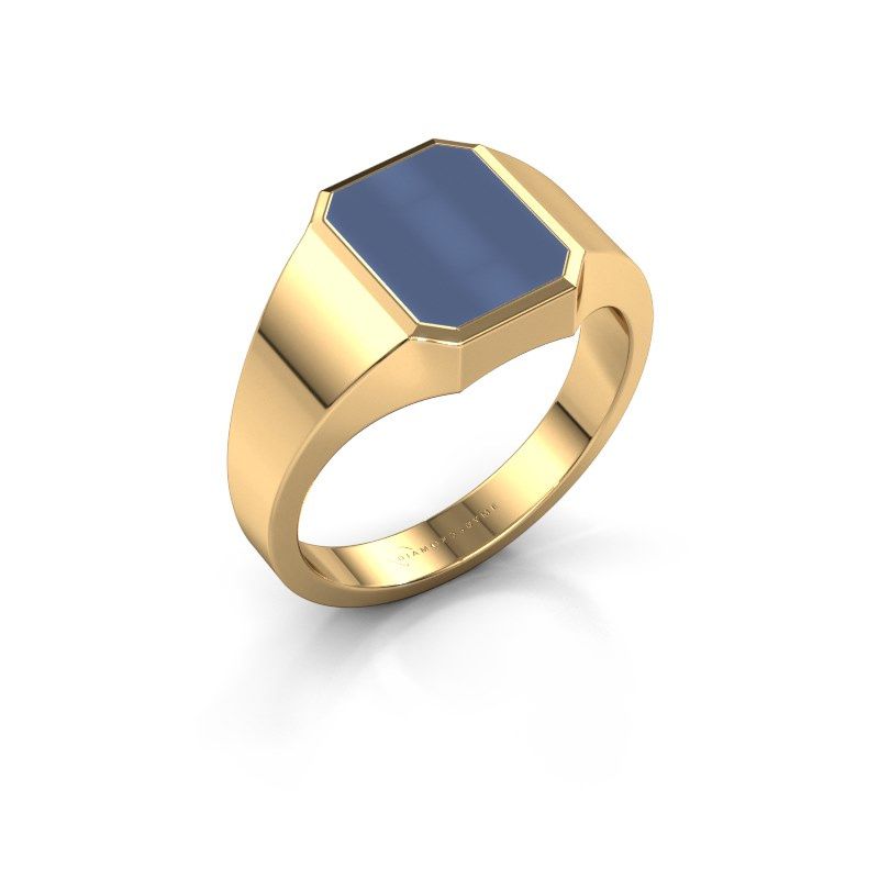 Afbeelding van Zegelring glenn 1<br/>585 goud<br/>Blauw lagensteen 10x8 mm