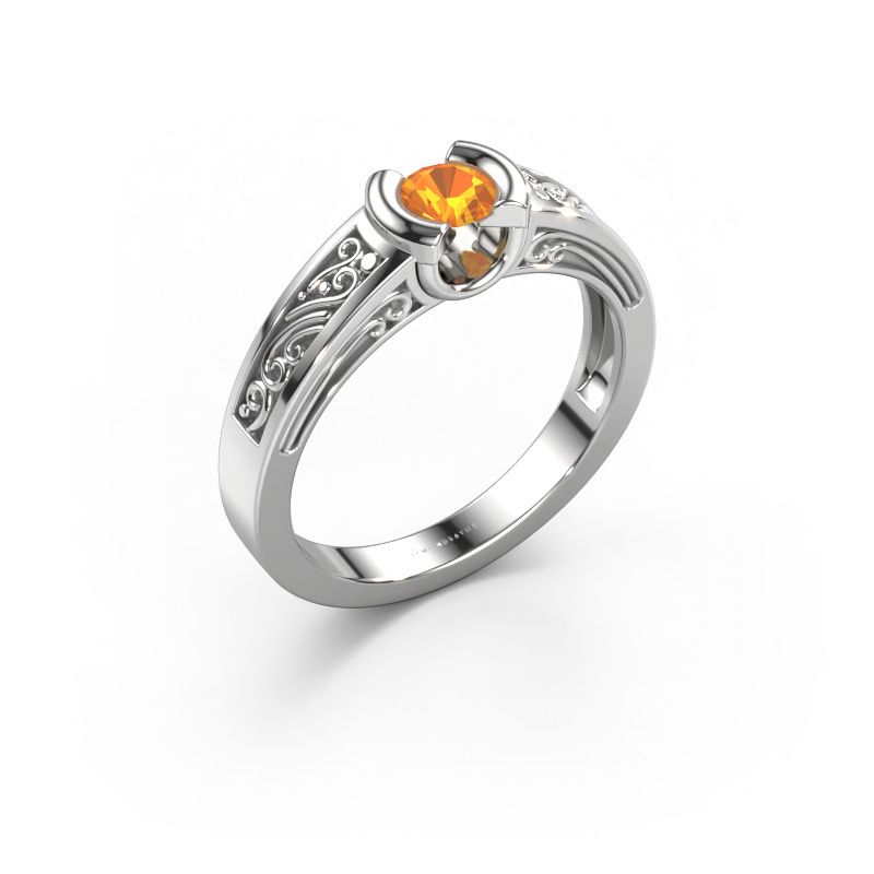 Verlovingsring Elena 585 witgoud citrien 4 mm